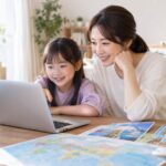 フィリピン親子留学の費用を考えながら家で英語環境を作る親子の写真
